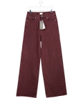 French Connection Dallas Acid Wash Wide Leg Full Length Jeans In Burgundy UK 8