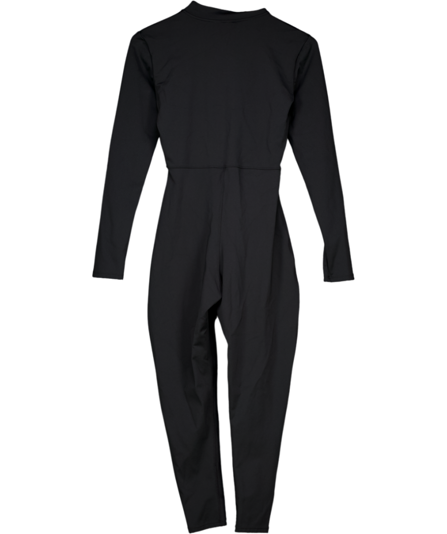 Black Long Sleeve Zip Up Unitard UK XL