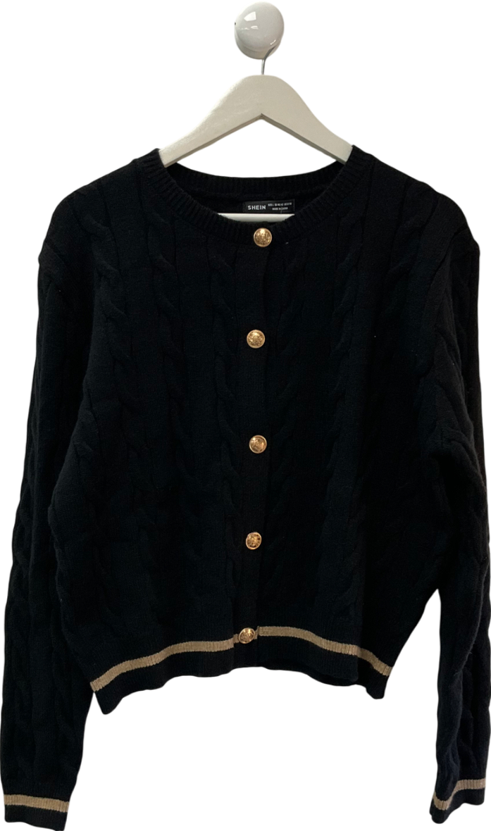 SHEIN Black Knitted Cardigan UK L
