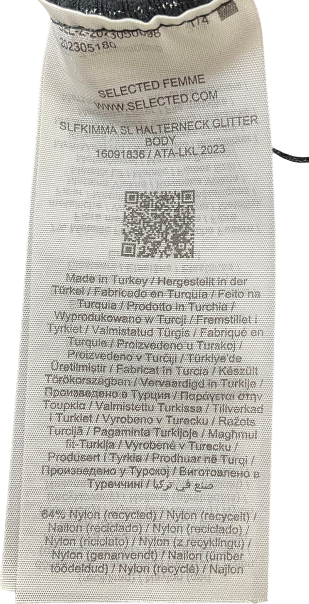Selected Femme Black Halterneck Glitter Bodysuit UK L/XL