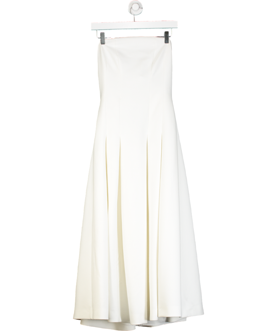 Karen Millen White Compact Stretch Tailored Midi Prom Dress UK 8
