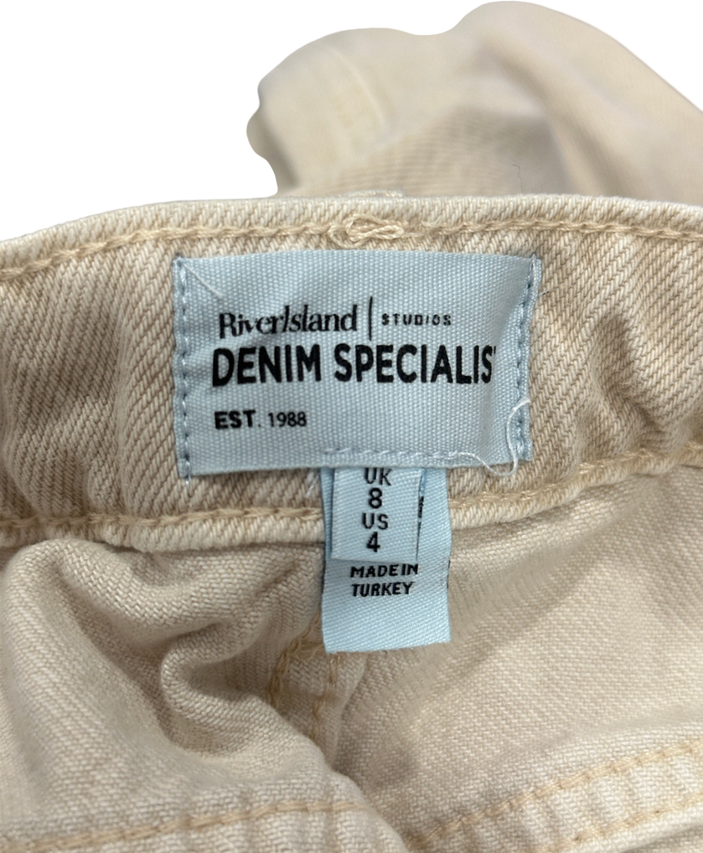 River Island Beige Mid Rise Wide Leg Jeans UK 8