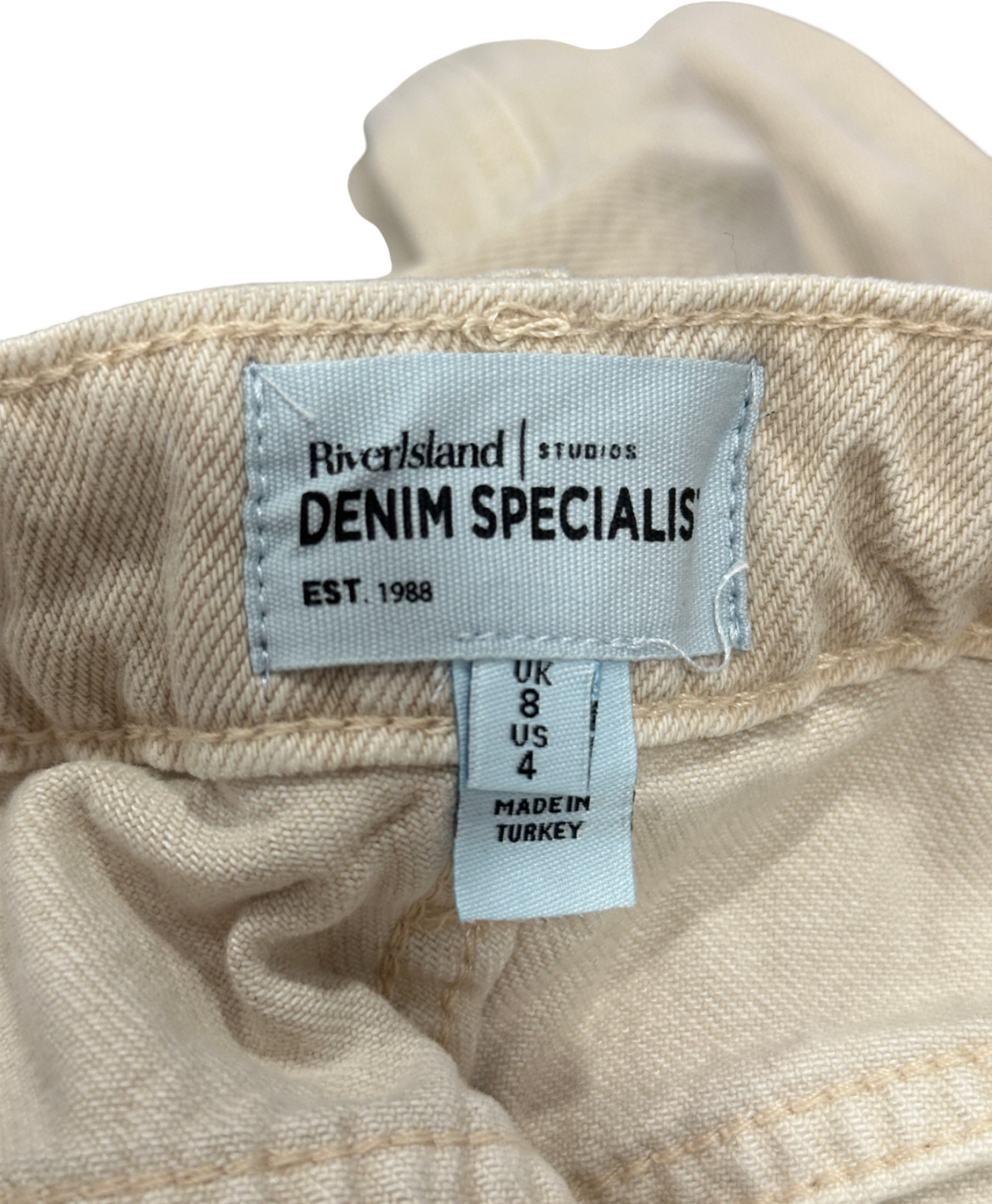 River Island Beige Mid Rise Wide Leg Jeans UK 8