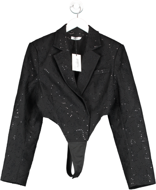 SLA the label Black Sofia Lace Blazer Bodysuit UK S