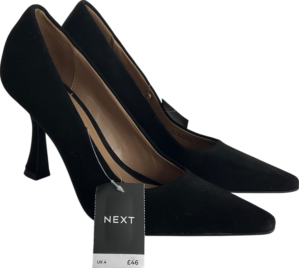 Next Black Forever Comfort® Leather Chisel Toe Heel Court Shoes UK 4 EU 37 👠