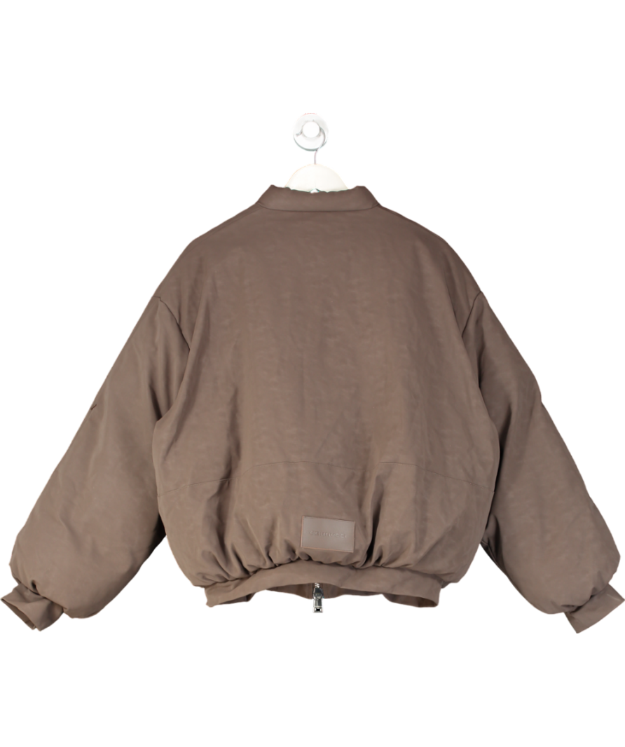 Brown Cernucci Pu Puffer Bomber Jacket UK S