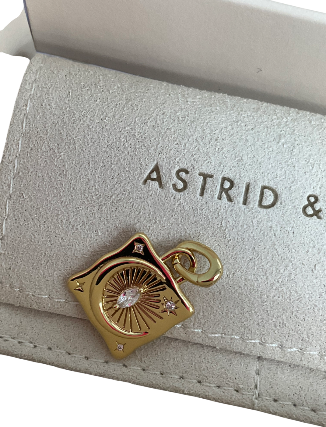 Astrid & Miyu Gold Moon Crystal Talisman Charm In Gold One Size