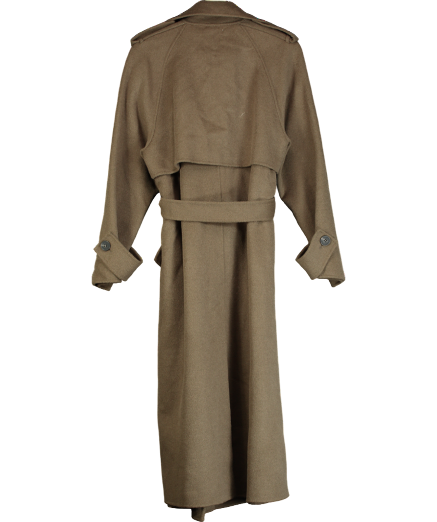 Massimo Dutti Brown Belted Wool Overcoat UK S