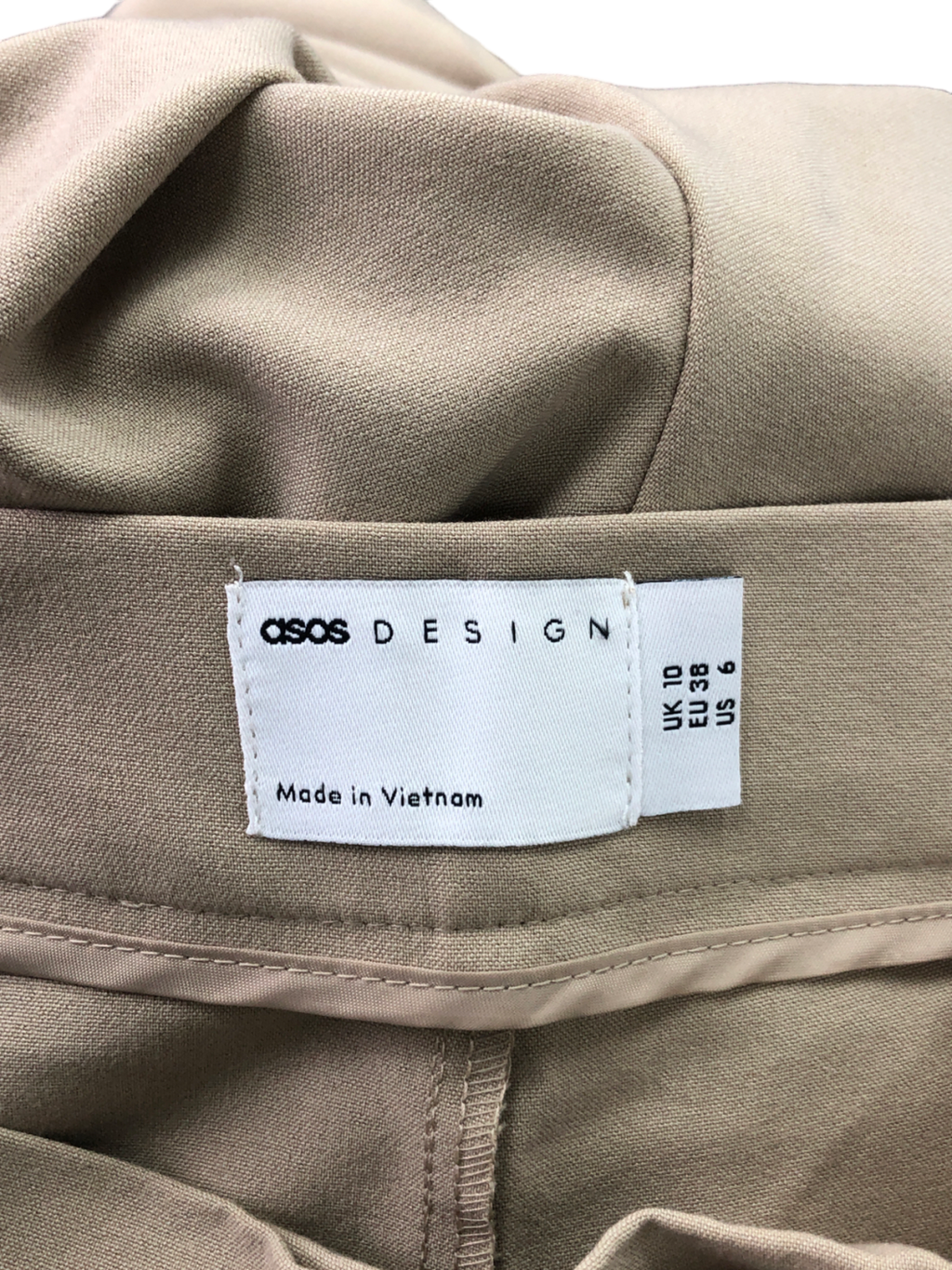 ASOS Beige Relaxed Cotton Twill Wide Leg Trouser In Stone UK 10