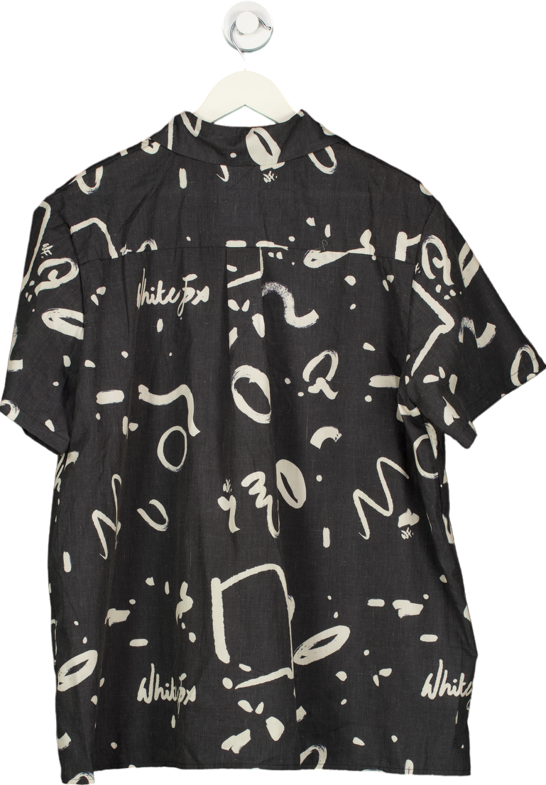 White Fox Black Graphic Print Shirt UK M