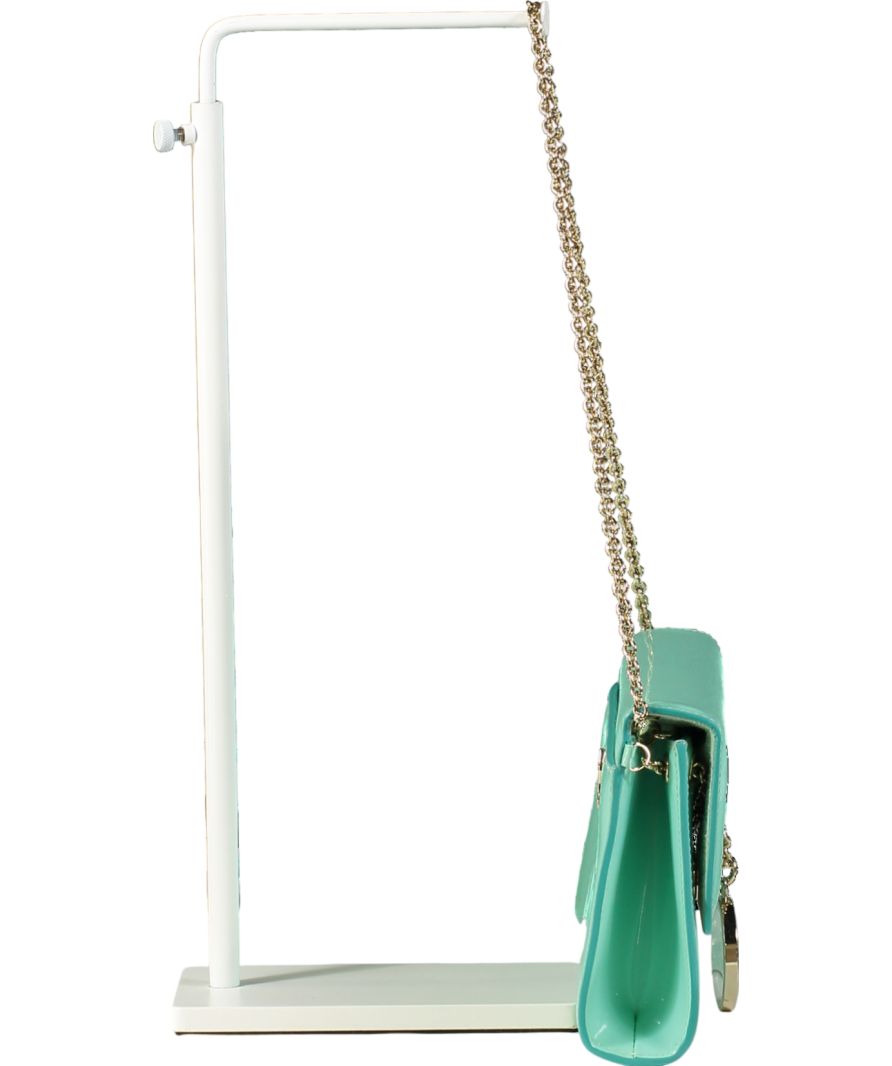 Christian Louboutin Aqua Patent Leather Riveiera Shoulder Clutch Bag