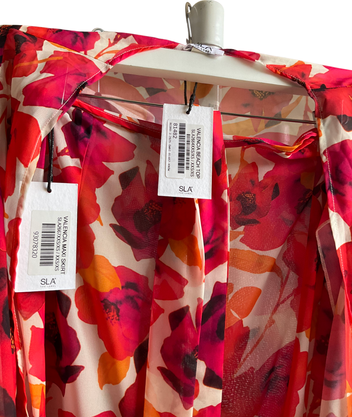 SLA the label Pink Valencia Beach Top And Maxi Skirt UK XXS-XS