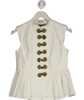 LAGANINI Cream Ltd. Edition Embellished Button Waistcoat Top UK S