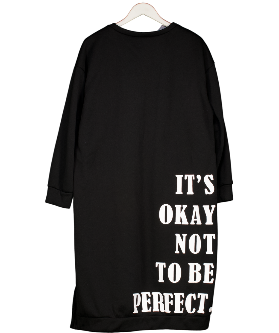 Finjani Black Sweatshirt Maxi Dress With Printed Graphic UK XXL