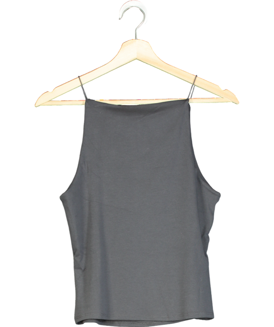 MANGO Grey Fitted Halter-neck Top UK M