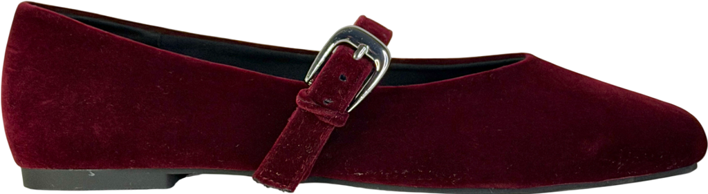 ASOS Red Leah Mary Jane Ballets In Burgundy Velvet UK 5 EU 38 👠