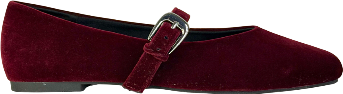 ASOS Red Leah Mary Jane Ballets In Burgundy Velvet UK 5 EU 38 👠