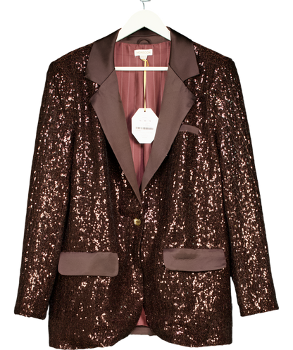 Brown Monsoon X Sarah Corbett-winder Satin Sequin Blazer Bronze UK 22