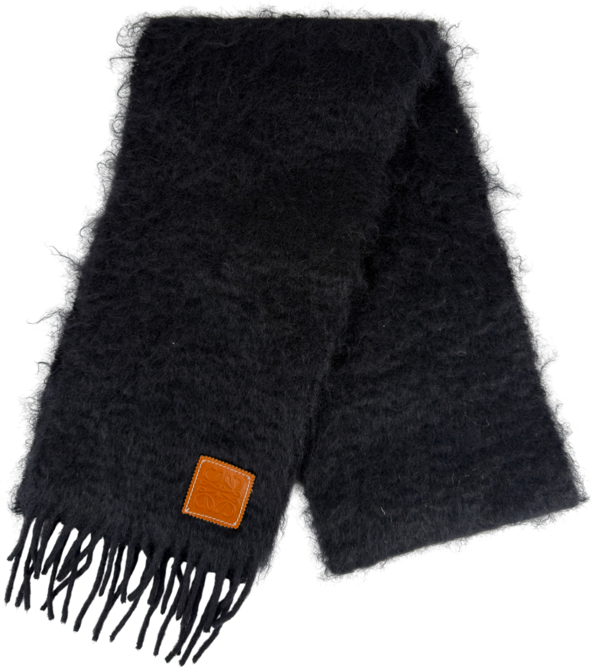 Loewe Black Mohair-blend Anagram Logo patch Scarf