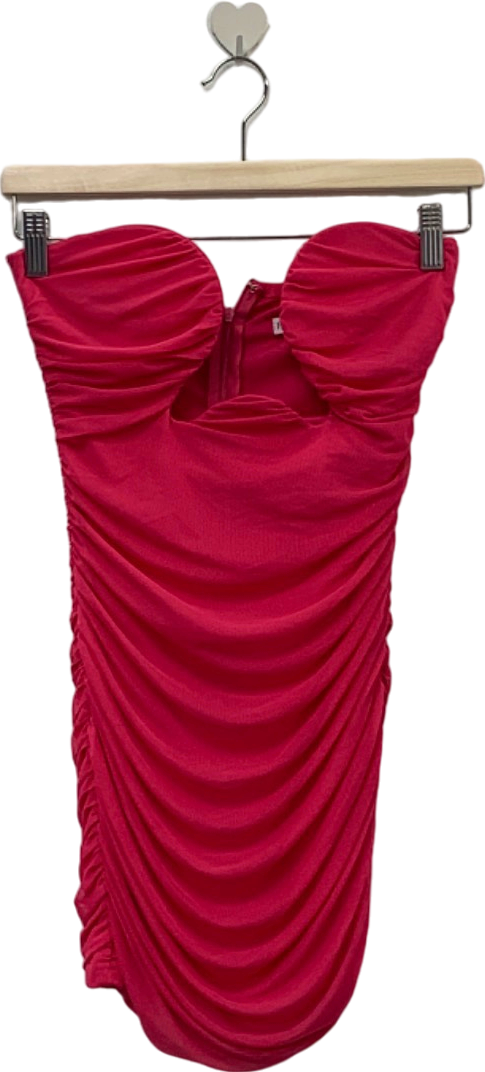Fashion Nova Red Ruched Bodycon Dress XS