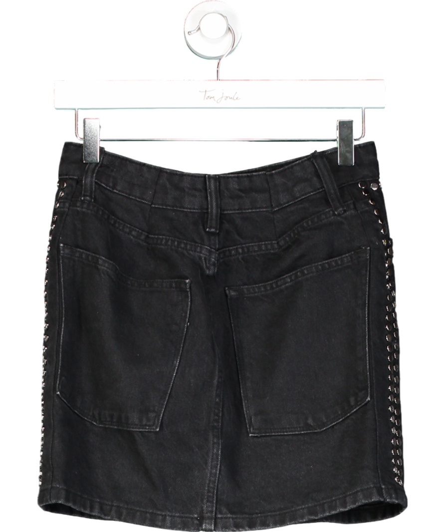 All Saints Black Winnie Stud Denim Skirt UK 12