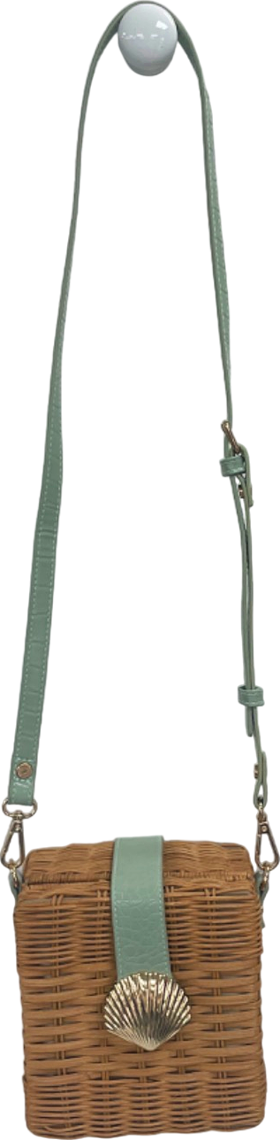 Topshop Green Straw Crossbody Bag