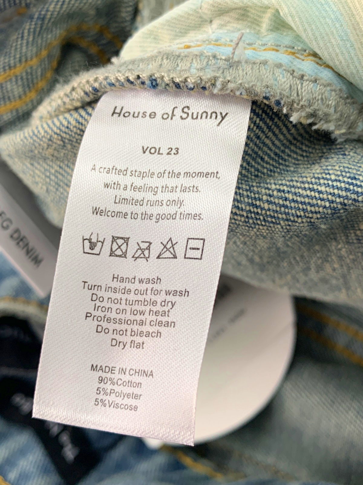 House of Sunny Sky Blue Crystalised Wide Leg Denim 8