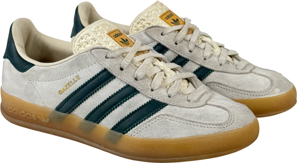 ADIDAS Originals  130 Gazelle Indoor Trainers - Cream White / Collegiate Green UK 4 EU 37 👠