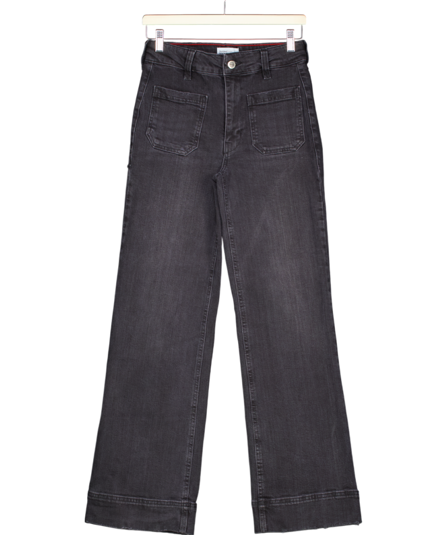 River Island Black High Waisted Pocket Wide Leg Jeans UK 8