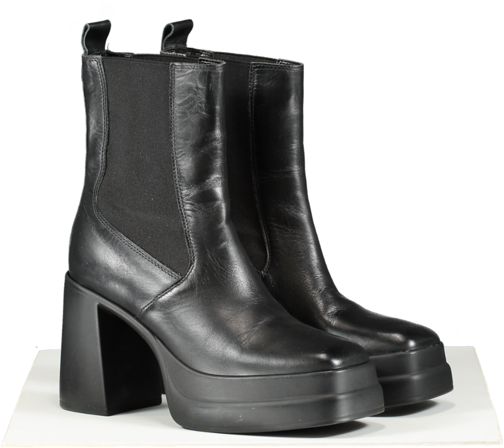 Kurt Geiger Black Leather Stomp Heeled Chelsea Boots UK 5 EU 38 👠