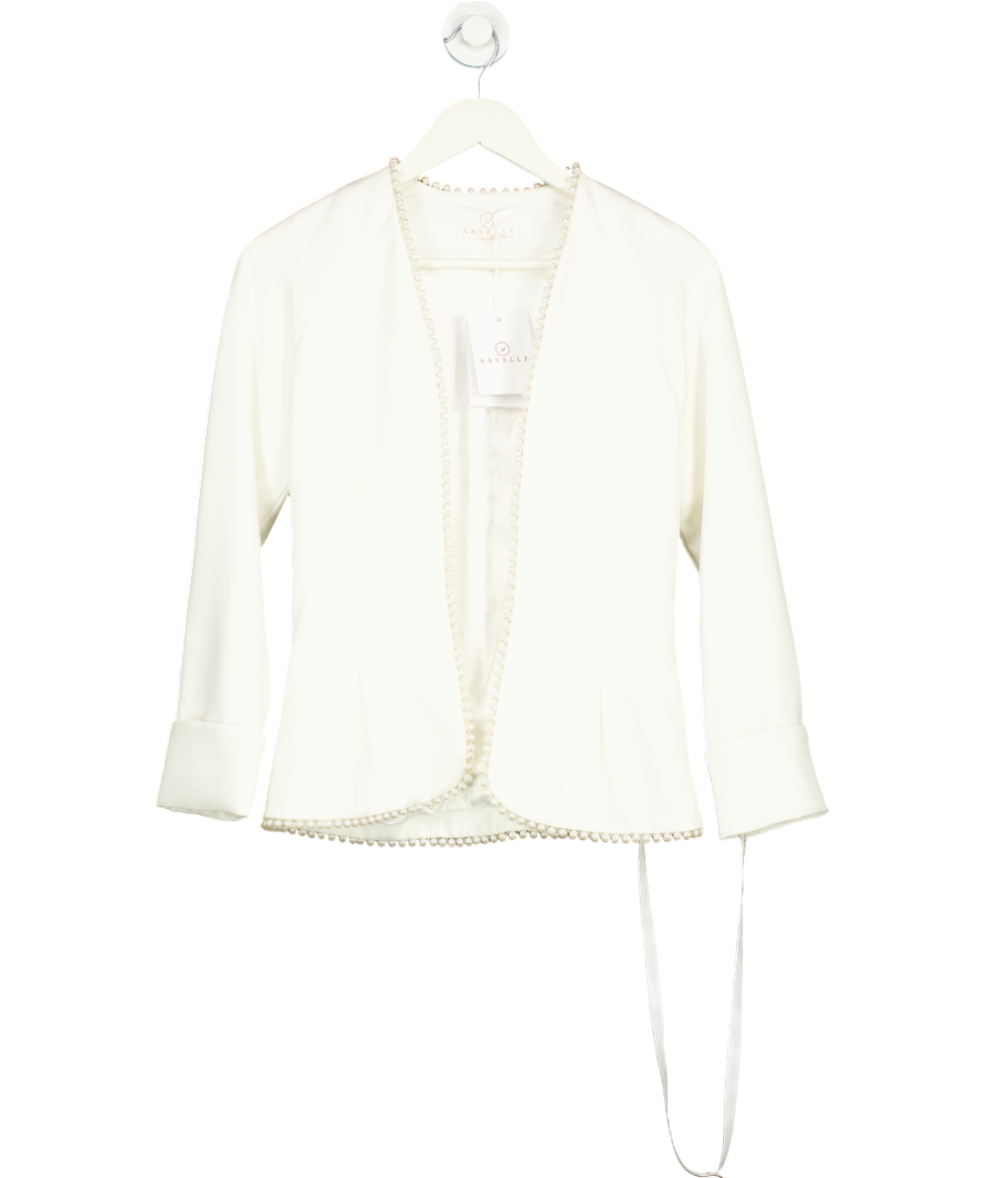 Aavelle White Pearl Trim Jacket UK XS