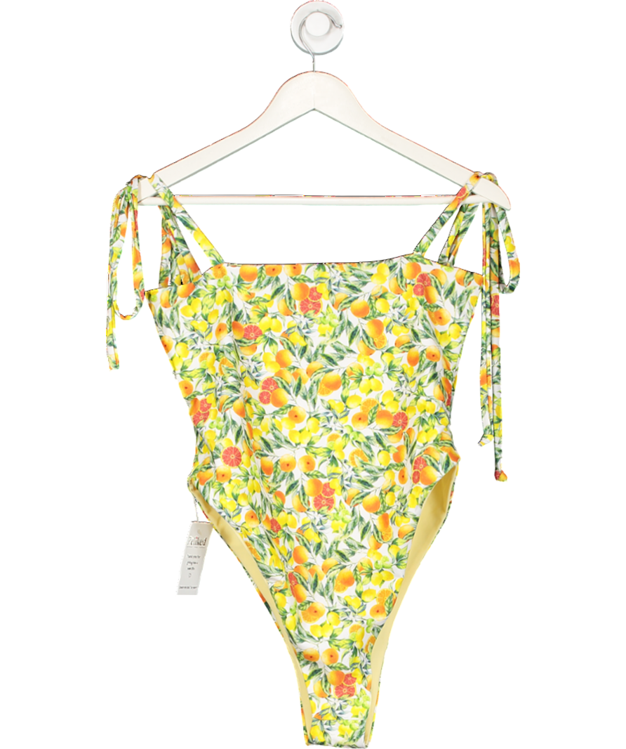 Kasela Yellow Tie Swimsuit In Lemon Print UK XL
