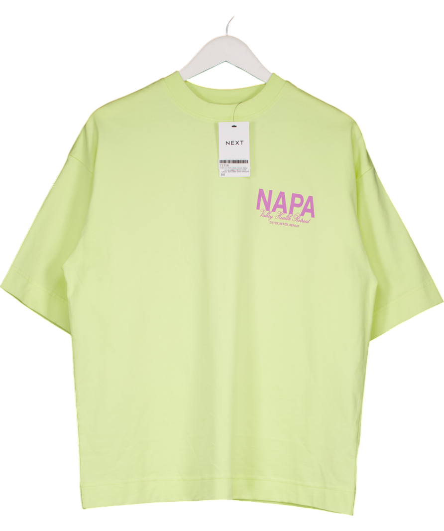 Next Green Lime Graphic Short Sleeve Crewneck UK M