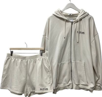 SLA the label Cream Zip Up Hoodie & Jogger Shorts UK XL