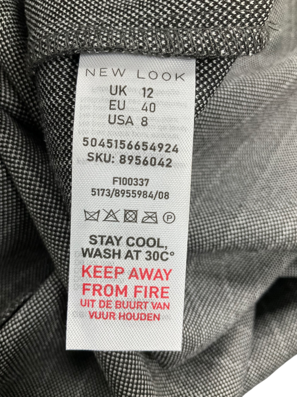 New Look Grey Pinstripe Unlined Longline Coat UK 12