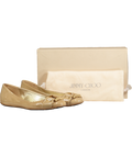 Jimmy Choo Nude Morse Patent Ballet Flats UK 4 EU 37 👠