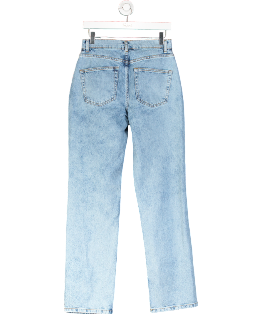 ASOS Blue Design High Rise Straight Leg Jeans L32 W28