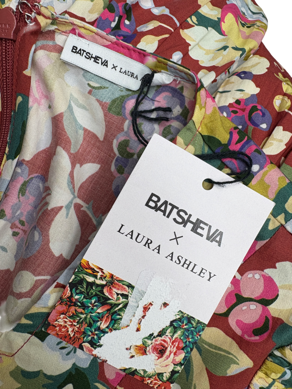 Batsheva x Laura Ashley Red Mini Prarie Dress UK 14