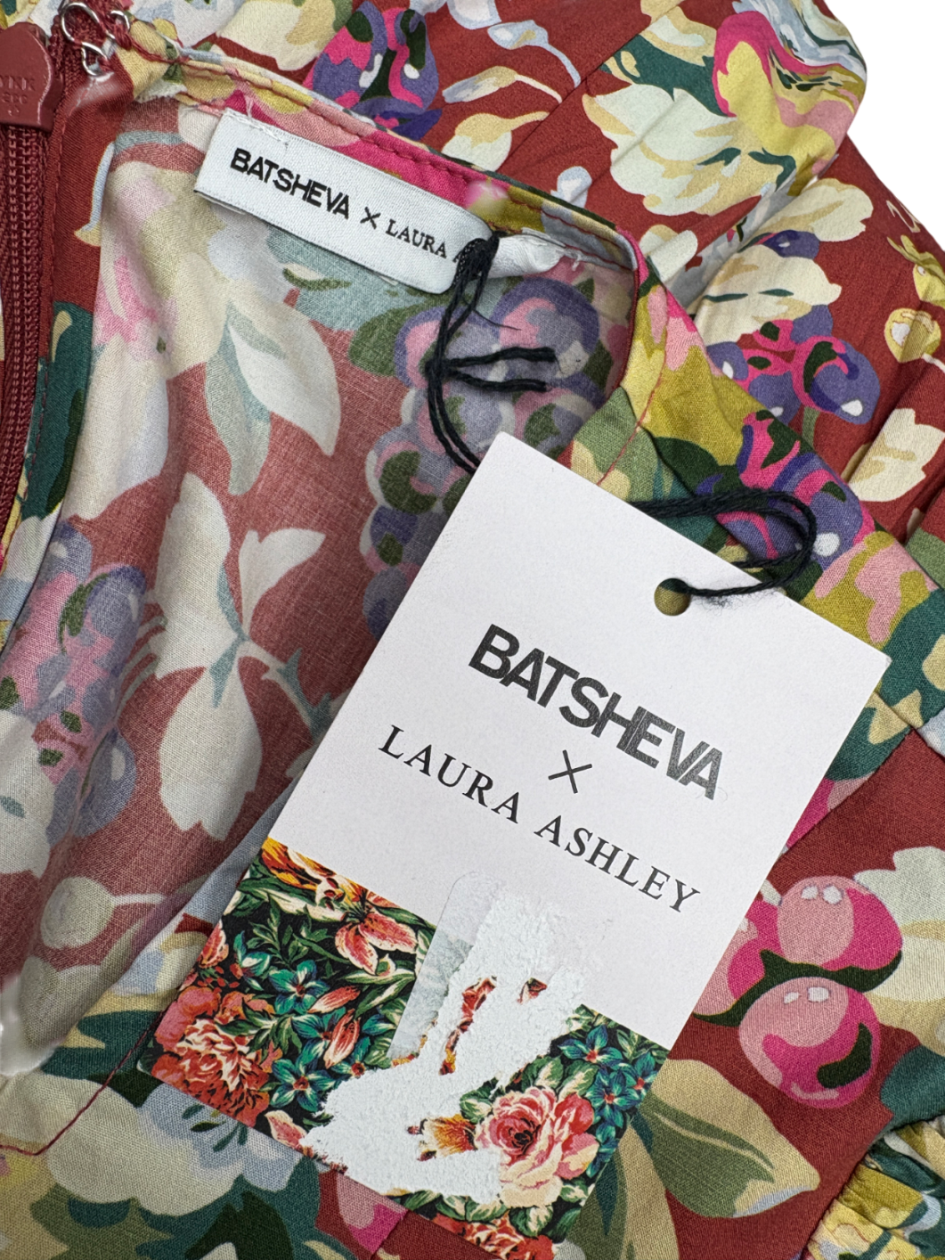 Batsheva x Laura Ashley Red Mini Prarie Dress UK 14