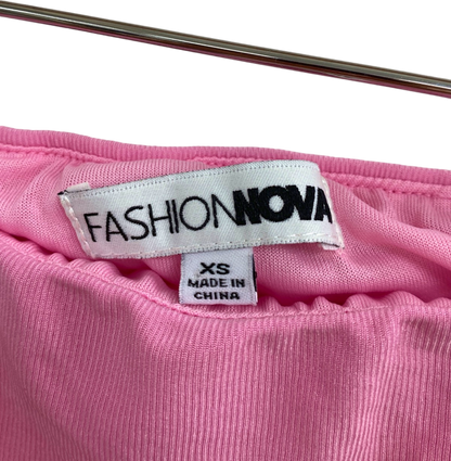Fashion Nova Pink Ruched Midi Skirt UK 6