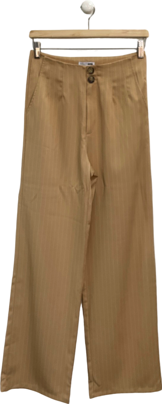 Fashion Nova Beige Pinstripe Trousers UK S