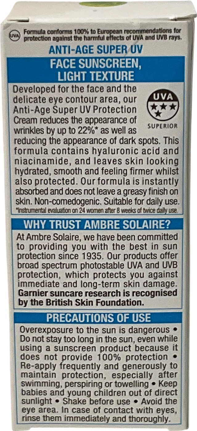 Garnier Anti-age Super Uv Face Protection Spf50 Cream 50ml