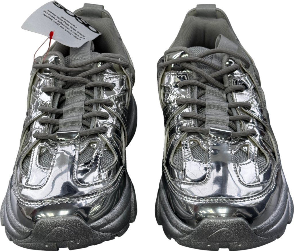 ASOS Metallic Design Chunky Trainers In Silver UK 9 EU 43 👞
