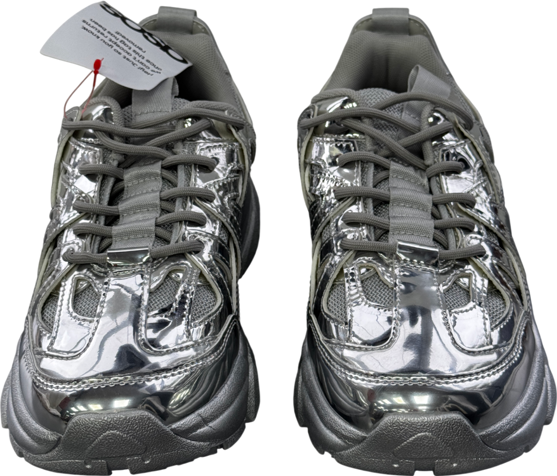 ASOS Metallic Design Chunky Trainers In Silver UK 9 EU 43 👞