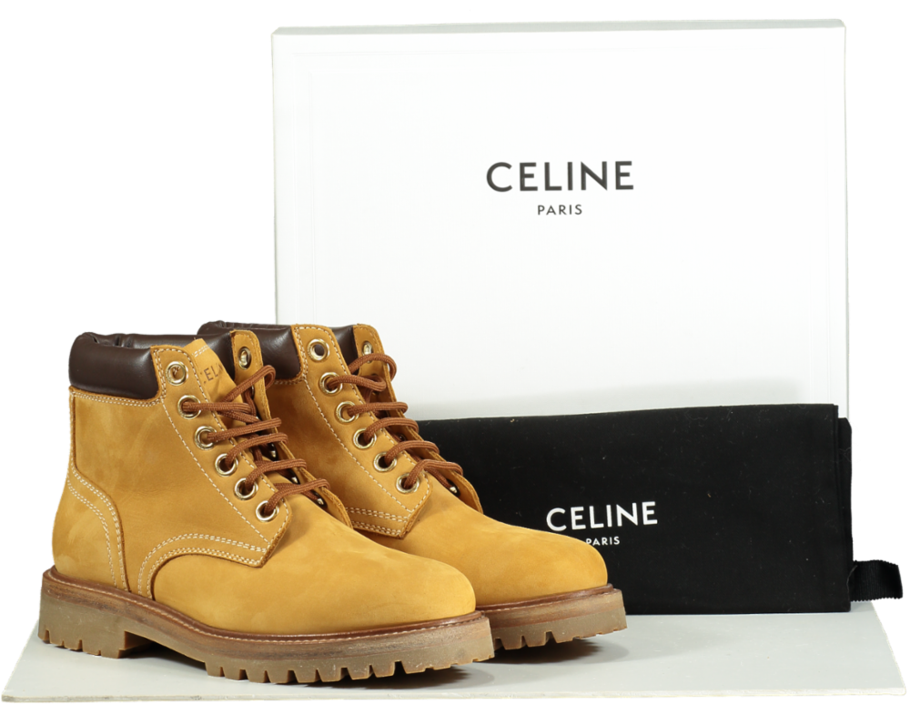 Celine Tan Kurt High Lace-up Boots with logo heel  EU 39 UK 6