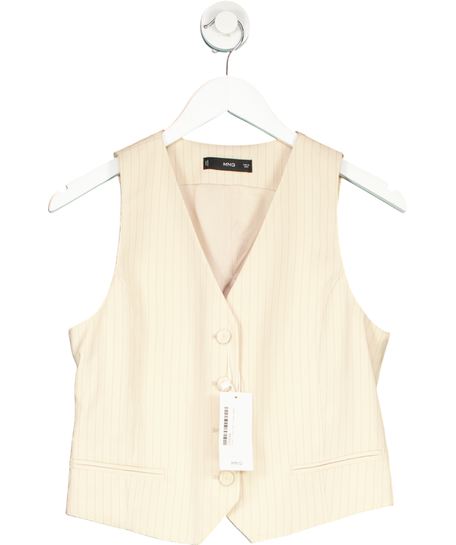 MANGO Beige Striped Suit Waistcoat UK M