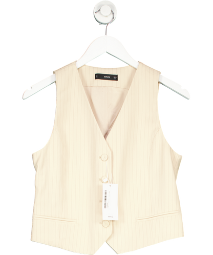 MANGO Beige Striped Suit Waistcoat UK M