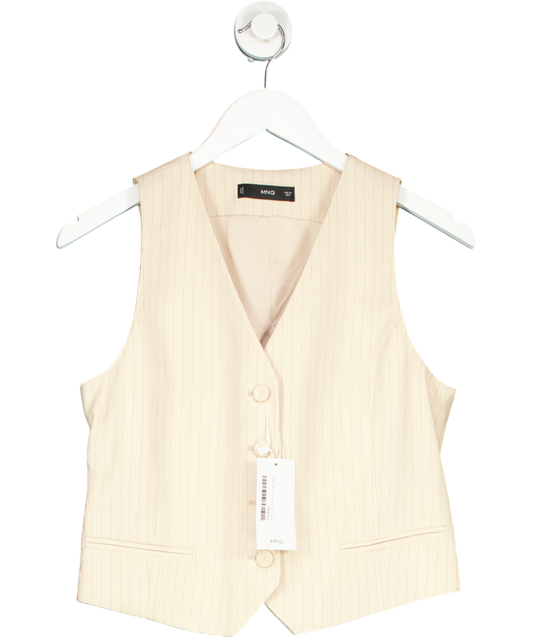 MANGO Beige Striped Suit Waistcoat UK M