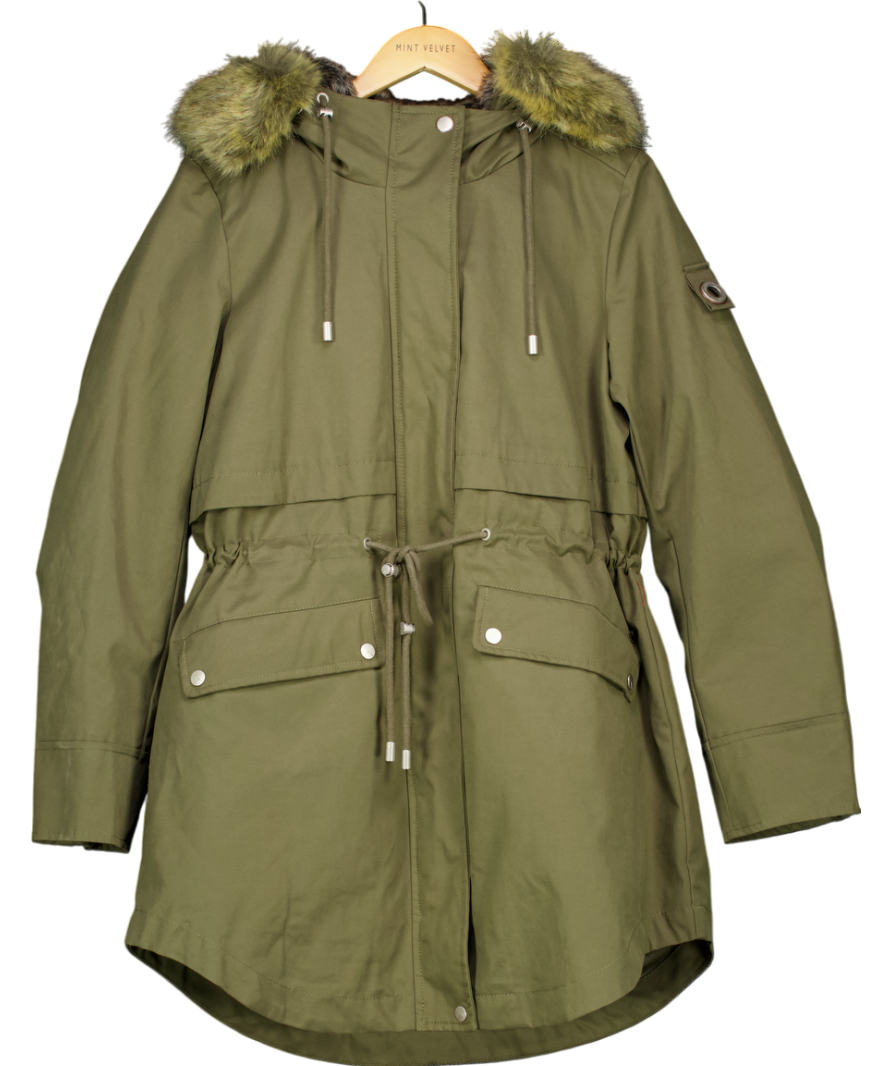 Parka London Green Farringdon Mid-length Faux Fur Parka UK L