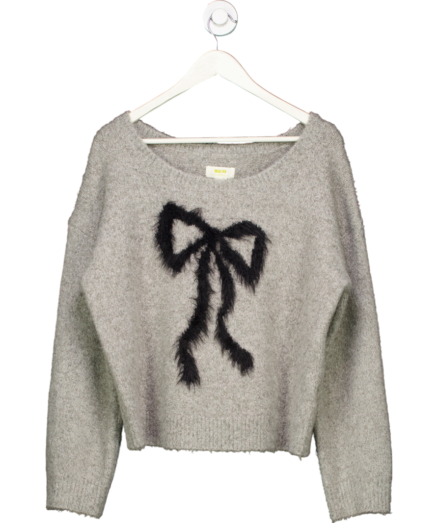 Anthropologie Maeve Grey Sparkle Bow Sweater UK M